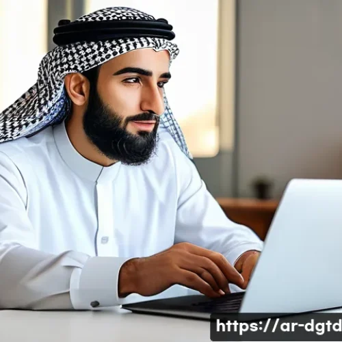 디지털 정체성 관리 도구 비교 - A professional Middle Eastern man in traditional attire (thobe and keffiyeh) sitting comfortably at ...
